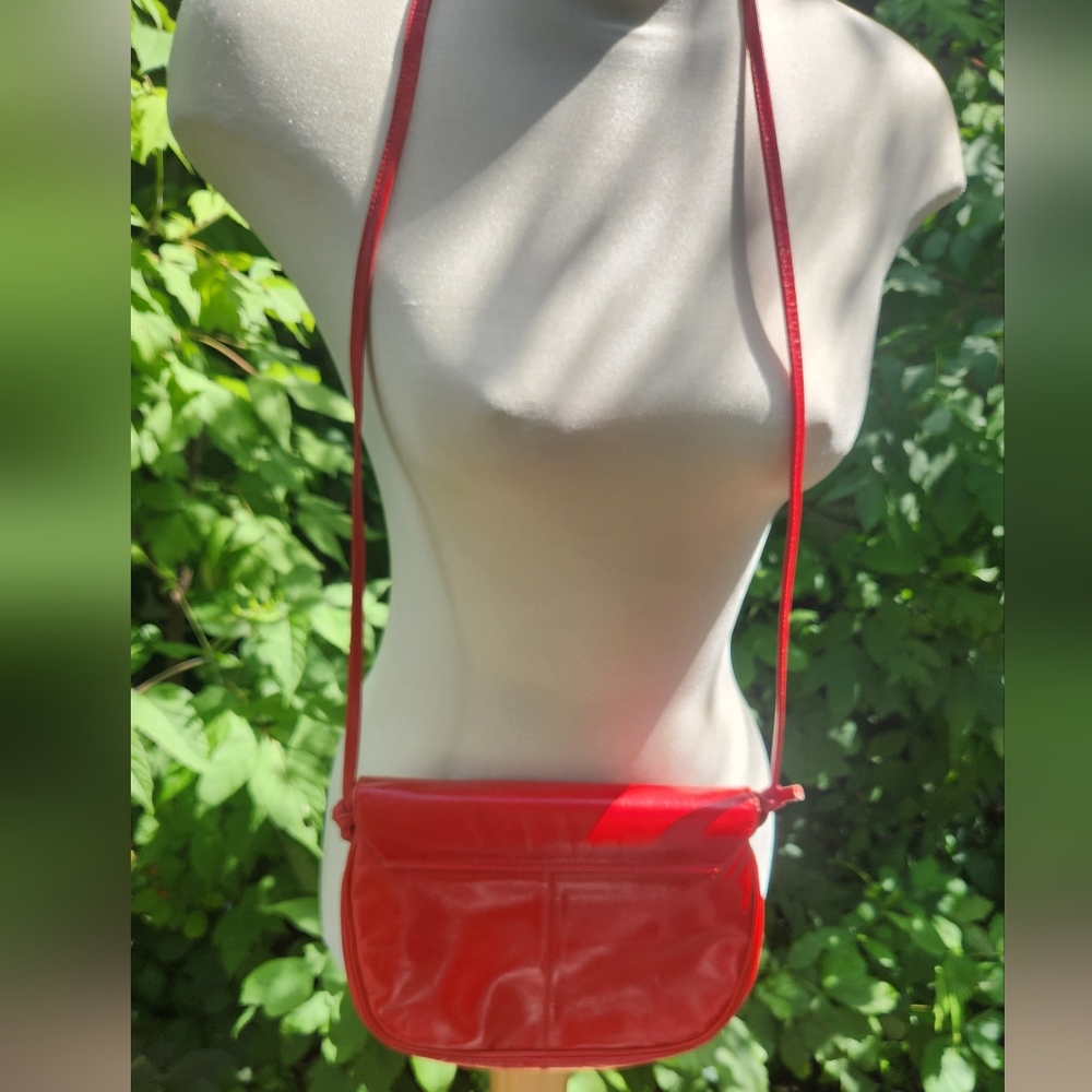 Vintage‎ 80s Red Leather Shoulder Bag Coret Made In Canada Faux Leather - Picture 8 of 10